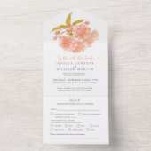 Hochzeitspfirsichblüte Aquarellmahlzeit UAWG All In One Einladung (Innen Boden)