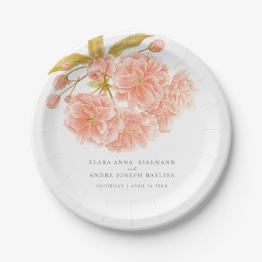 Hochzeitspfirsichblüte Pappteller (Vorderseite)