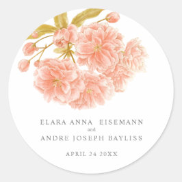 Hochzeitspfirsichblüte Runder Aufkleber