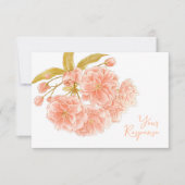 Hochzeitspfirsichblüte Wildblume Aquarell RSVP Karte (Vorderseite)