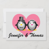 Hochzeitspinguine, Jennifer & Thomas Einladung (Vorderseite)