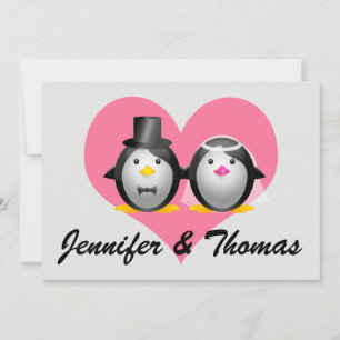 Hochzeitspinguine, Jennifer & Thomas Einladung