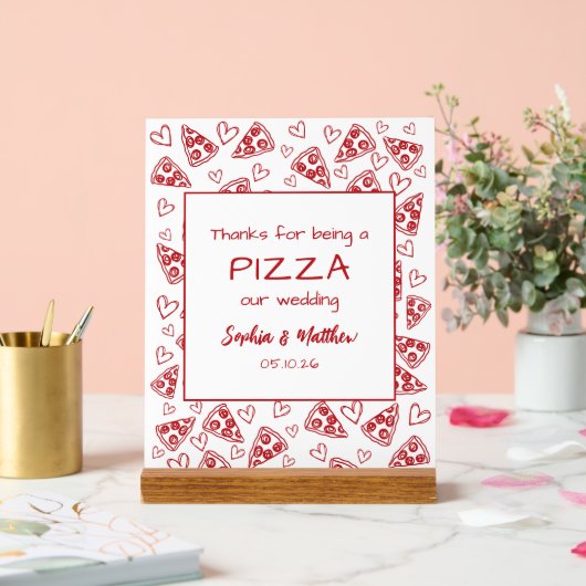 Hochzeitspizza nach dem Party Rot Italienische Han Acrylschild (Hochzeit)