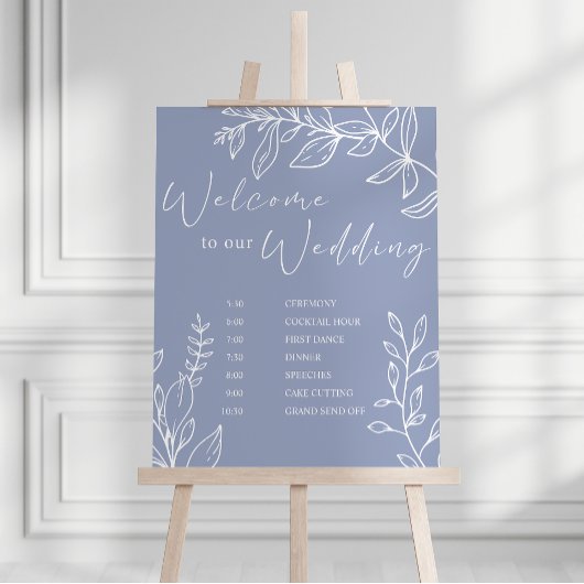 Hochzeitsplan Blaue Blumen Poster