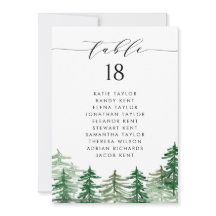 Hochzeitsplan für den Wald mit Wasserfarben