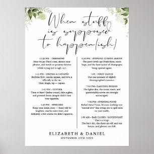 Hochzeitsplan mit Blumendesign Poster