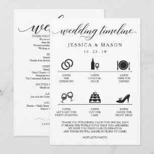 Hochzeitsplan und Hochzeitsbegrüßung Einladung