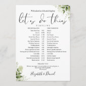 Hochzeitsplan Zeitachse mit floralen Elementen und Programm (Vorderseite)