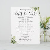 Hochzeitsplan Zeitachse mit Grünpflanzen-Blättern (Stehend Vorderseite)