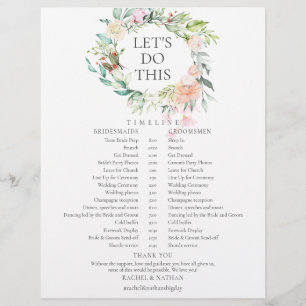 Hochzeitsplan-Zeitplan mit Rosen-Girlande
