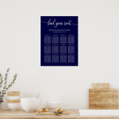 Hochzeitsplanboard Chic Navy Blue Silver Poster (Küche)