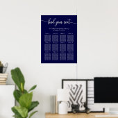Hochzeitsplanboard Chic Navy Blue Silver Poster (Heimbüro)