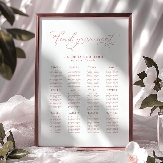 Hochzeitsplanboard Elegant 12 Tische Poster