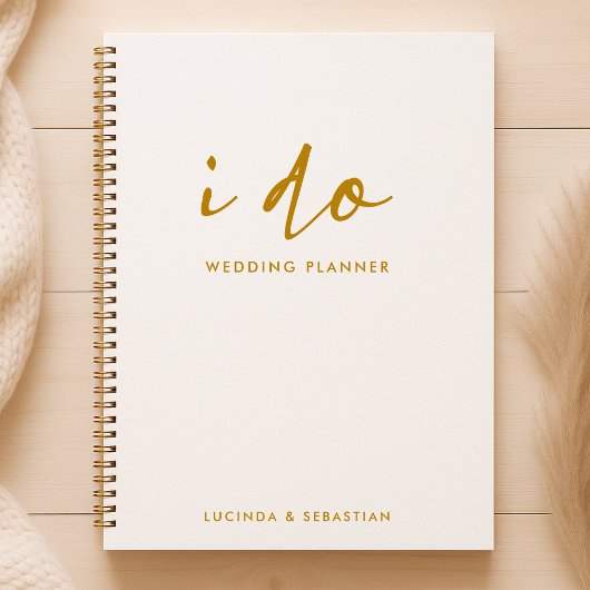 Hochzeitspläne | Modernes Minimal Gold und Weiß Planer