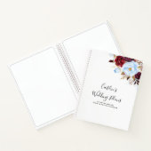 Hochzeitspläne von Dusty Blue und Burgund Red Flor Notizblock (Innenseite)