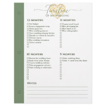 Hochzeitsplaner 12 - 5 Monate Zeitleiste Binder Se
