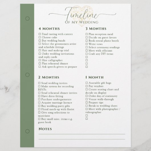 Hochzeitsplaner 4 Monate - 1 Woche Zeitleiste (Vorderseite)