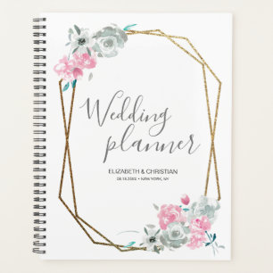 Hochzeitsplaner Aquarell Blume Goldrahmen Planer