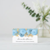 Hochzeitsplaner Blue Floral Logo QR CODE Visitenkarte (Stehend Vorderseite)