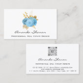 Hochzeitsplaner Blue Gold Rose Logo QR CODE Visitenkarte (Vorne/Hinten)