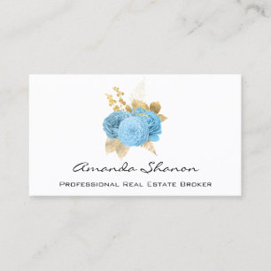 Hochzeitsplaner Blue Gold Rose Logo QR CODE Visitenkarte