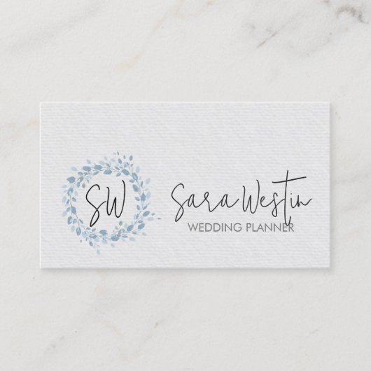 Hochzeitsplaner Blumenmonogramm Visitenkarte (Vorderseite)