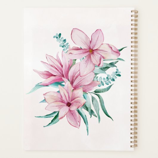 Hochzeitsplaner Blumenziton Rosa Gold mit Monogram Planer (Rückseite)