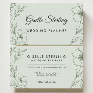 Hochzeitsplaner Botanisch Hellgrün Modern Visitenkarte