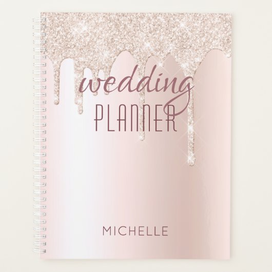 Hochzeitsplaner Chic Girly Glitzer Name Planner Planer (Vorderseite)