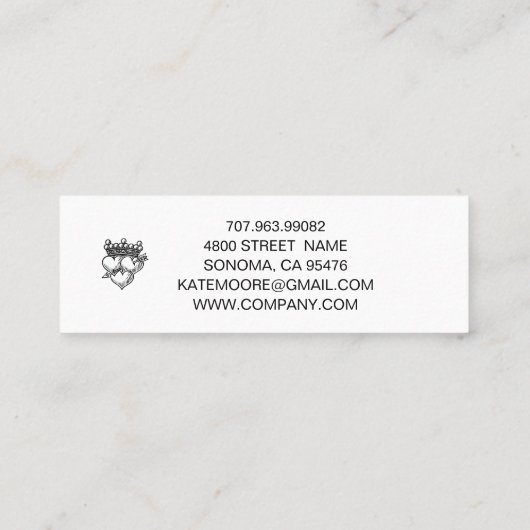 Hochzeitsplaner Crown Hearts Red Orange Mini Visitenkarte (Rückseite)