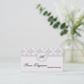 Hochzeitsplaner Damask Filigree Business Card Visitenkarte (Stehend Vorderseite)