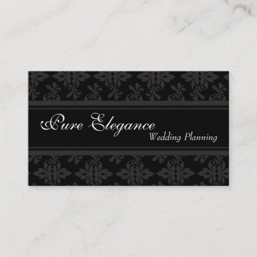 Hochzeitsplaner Damask Filigree Business Card Visitenkarte (Vorderseite)