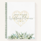 Hochzeitsplaner Elegant White Gold Heart Foliage Notizblock (Vorderseite)
