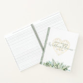 Hochzeitsplaner Elegant White Gold Heart Foliage Notizblock (Innenseite)