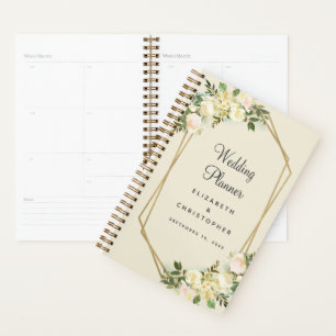 Hochzeitsplaner Eleganter Chic Watercolor Goldrahm Planer