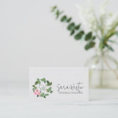 Hochzeitsplaner Floral Monogramm Visitenkarte (Stehend Vorderseite)