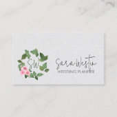 Hochzeitsplaner Floral Monogramm Visitenkarte (Vorderseite)