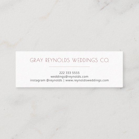 Hochzeitsplaner für Elfenbein Monogram Watercolor Mini Visitenkarte (Rückseite)