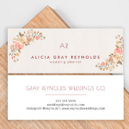 Hochzeitsplaner für Elfenbein Monogram Watercolor Mini Visitenkarte