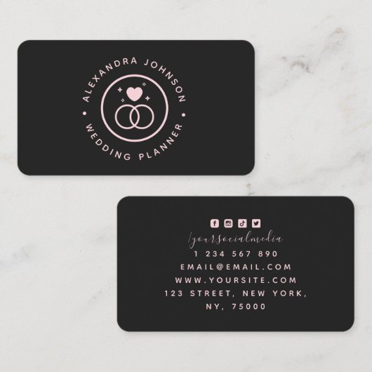 Hochzeitsplaner für Hochzeitsfeiern mit eleganten Visitenkarte (Vorne/Hinten)