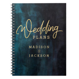 Hochzeitsplaner für Navy Blue & Aquamarin Watercol Notizblock