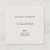 Hochzeitsplaner für Rotburgund-Pfirsiche Quadratische Visitenkarte (Rückseite)