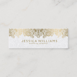 Hochzeitsplaner für Vintage Paisley Gold & White Mini Visitenkarte