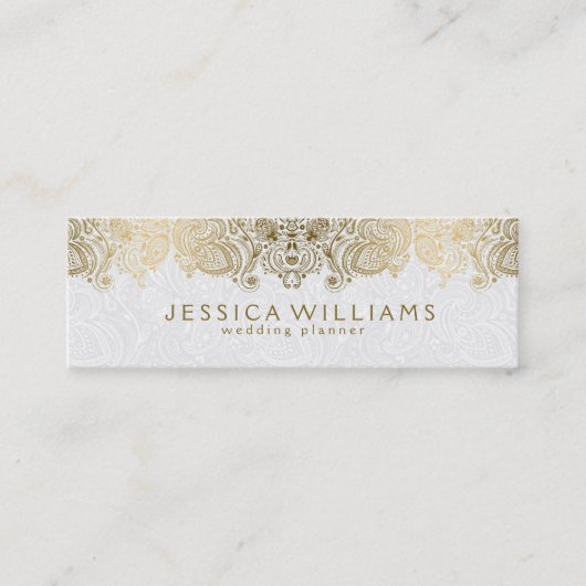 Hochzeitsplaner für Vintage Paisley Gold & White Mini Visitenkarte (Vorderseite)