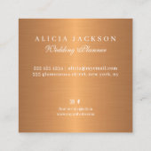 Hochzeitsplaner für wasserfarbene metallische Kupf Quadratische Visitenkarte (Rückseite)