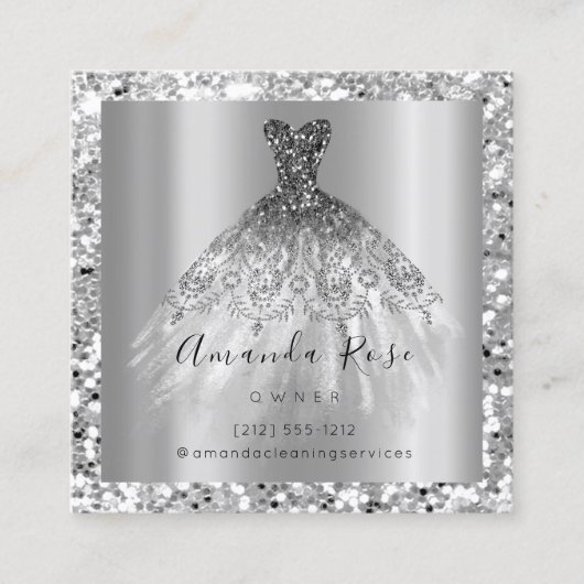 Hochzeitsplaner Glitzer Silver Gray Terminkarte (Vorderseite)