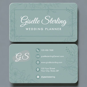 Hochzeitsplaner Grün Türkis Floral Visitenkarte