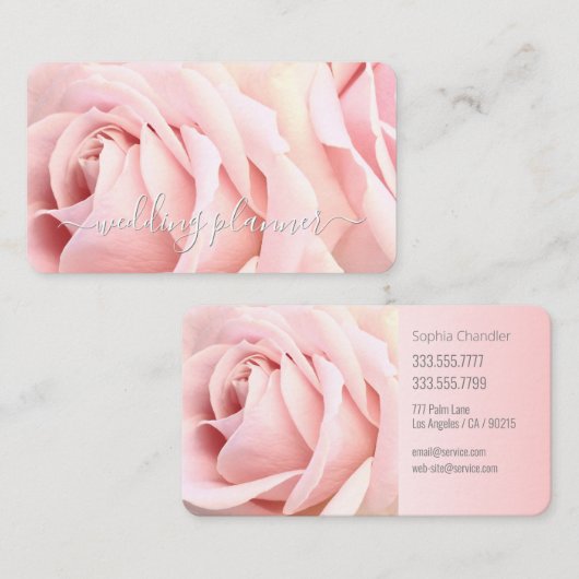 Hochzeitsplaner, Heimwerkerberuf, Pink Roses Visitenkarte (Vorne/Hinten)