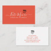 Hochzeitsplaner Herz Crown Red Orange Visitenkarte (Vorne/Hinten)