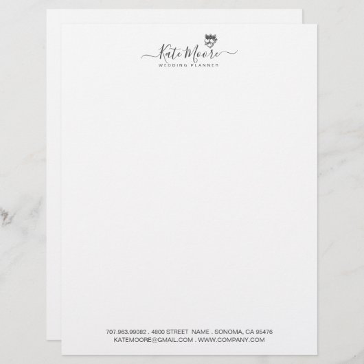 Hochzeitsplaner Hört Kronskriptsignatur Briefbogen (Vorne/Hinten)